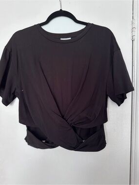 Twist-Front Black Crop Tee